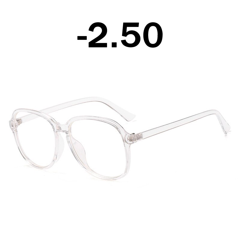 Elbru gennemsigtige runde briller klart stel kvinder brille nærsynethed briller briller stel nørd optiske stel klar: Klar   -2.50