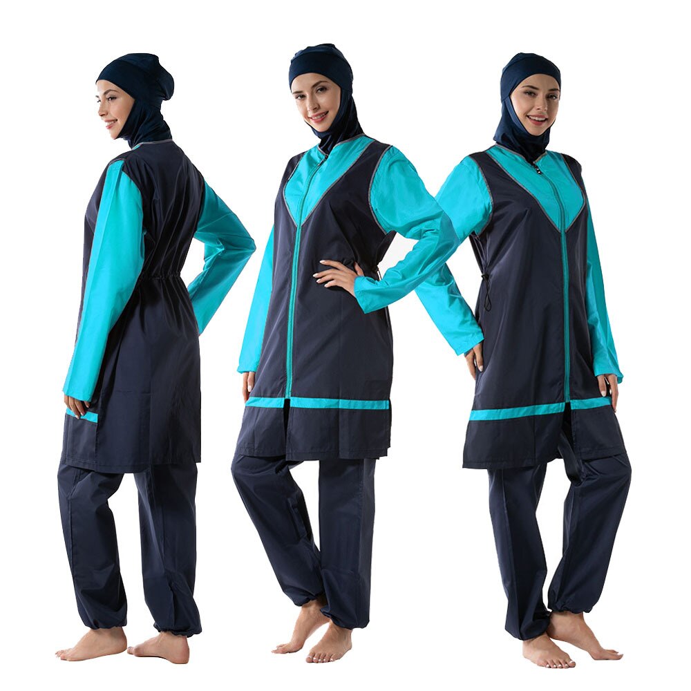 verlieren Stil Muslimischen Frauen Badeanzug Konservativen voll Abdeckung Islamischen Badeanzug Mit Kapuze 3 Stücke Moslemisches Schwimmen Anzug Beachwear