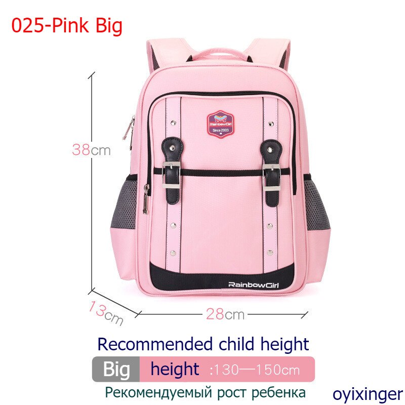 Basisschool schooltas meisjes 1-3-6e klas 5-12 jaar kinderrugzak lichtgewicht kinderrugzakken voor school tienerjongens tas: 025- roze grote
