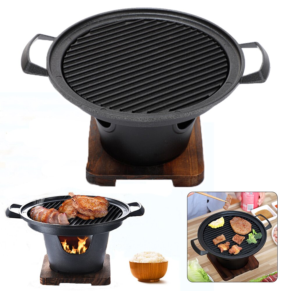 Japanese Style One Person Cooking Oven Home Wooden Frame Alcohol Stove Mini Barbecue Oven Grill Korean Bbq