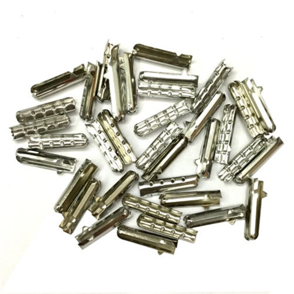 Set van 100 stuks aglets diy schoenveters reparatie schoenveter tips vervanging uiteinde casual kleurrijke kogel staartklem touwklem: Zilver