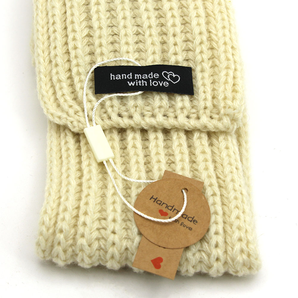 Etiqueta de cordón de poliéster para ropa, cuentas cuadradas de plástico hechas a mano, etiquetas negras, blancas y Beige, accesorios de ropa, 100 piezas
