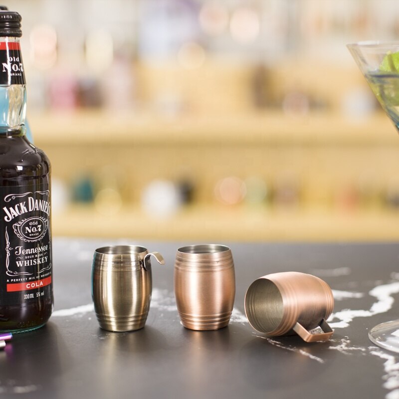 50ML Stainless Steel Cocktail Jigger Metal Bar Spirit Measure cup with Pour hand shank