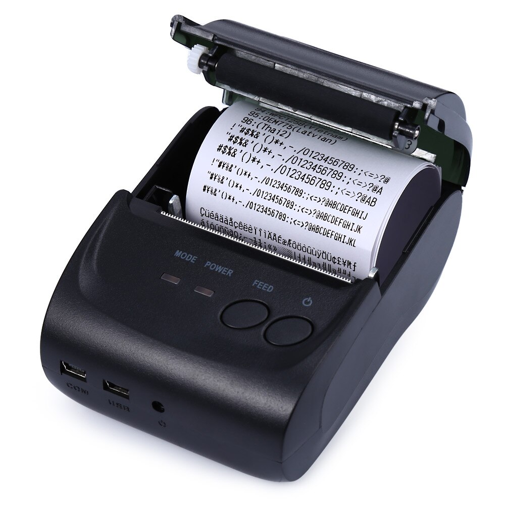 Impresora térmica de recibos ZJiang ZJ-5802LD, Mini Puerto Bluetooth, 58mm, impresora térmica de recibos transparente de alta velocidad para Hotel Supermaket