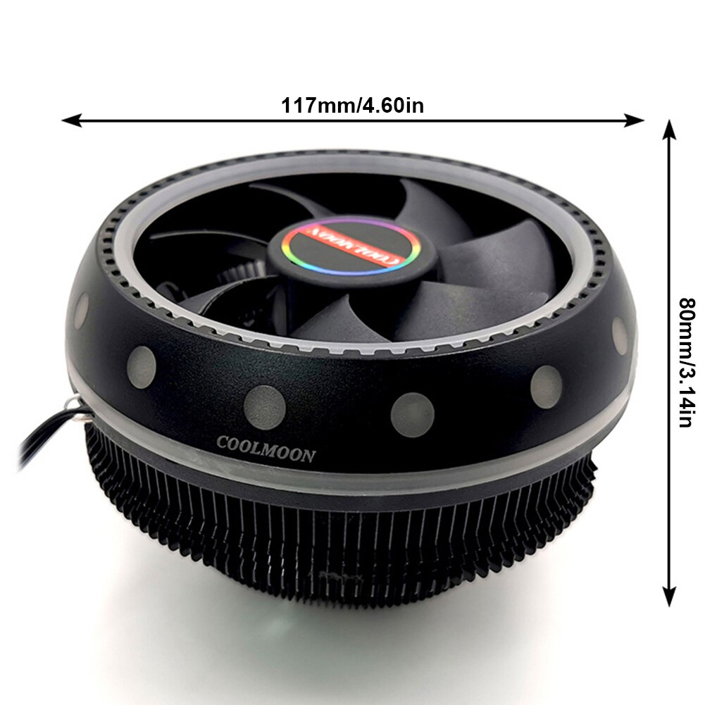 CPU Cooler Cooling Radiator RGB Heat Sink Silent PC 3 Pin CPU Cooling Cooler Heatsink Fan for Intel and AMD AM3 AM3+ AM4