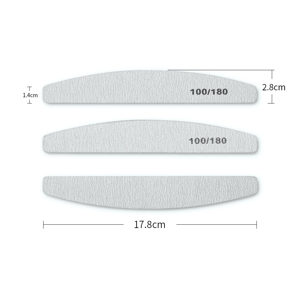Phoenixy Nail File 100/180 Half Moon Sandpaper Nail Sanding Blocks Grinding Polishing Manicure Care Tools: Type A 1pc