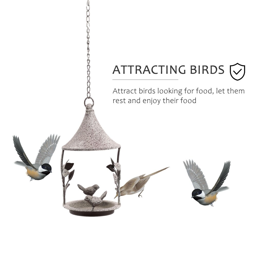 Iron Bird Feeder Outdoor Garden Ornament Hanging Bird Food Feeding Container
