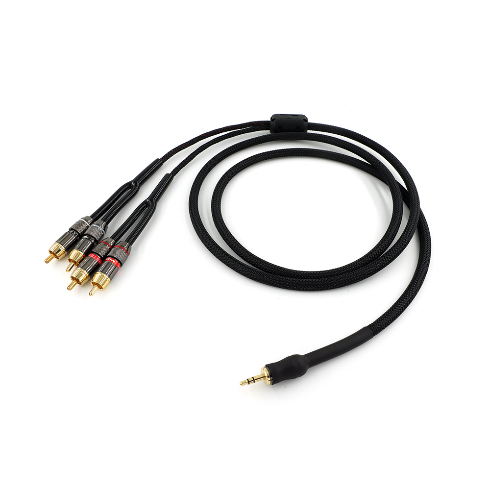 Shielded aux Input 3.5mm Output Splitter Stereo Audio Cable Out 3.5 Male to 4 RCA Male in Dual Speaker Cord 1 in 2 out