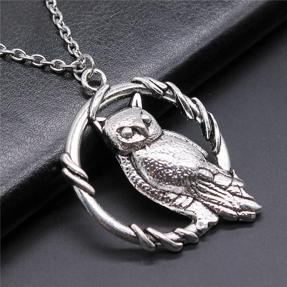 Uil Hanger Ketting Voor Vrouwen Mannen Lange Keten Ketting Creatieve Party Sieraden Accessoires: Silver-46x37mm / 45cm