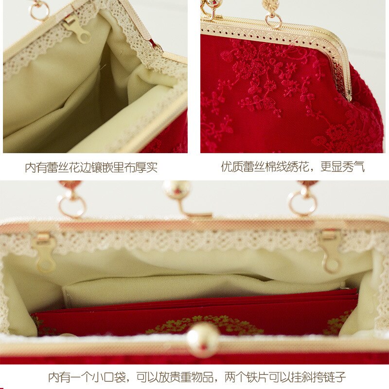 wedding bag bride wedding bag female atmospheric red handbag mouth gold bag finished product