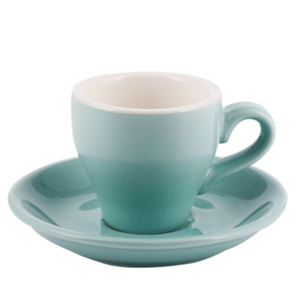 80 Ml Espresso Koffie Mok Set Gekleurde Glazuur Keramische Kopje Koffie En Schotel Huis Keuken Accessoires Drinkware Kahve Fincan Takimlari: Sky Blue