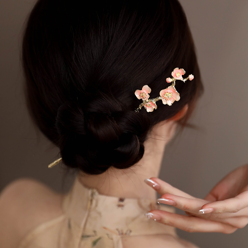 Palillos para el cabello de estilo chino Vintage, horquillas para mujeres y niñas, horquilla de flores, Clip para el cabello, tocado Hanfu, joyería, accesorios para el cabello