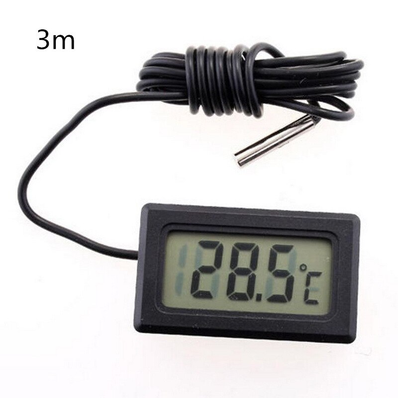 Junejour Digital LCD Thermometer Temperature Gauge Aquarium Thermometer with Probe: black wired 3M