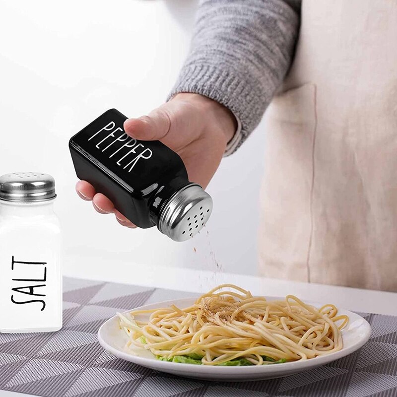 2-Piece Salt and Pepper Seasoning Bottle Set Glass Salt Bottle Modern Lovely Farmhouse Salt and Pepper Set