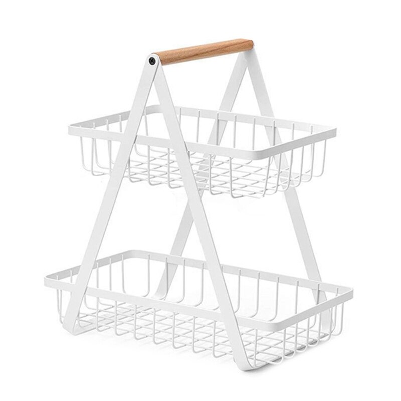 G.a HOMEFAVOR Fruitmand met 2 verdiepingen, acaciahouten fruitschaal, houder, groentenopslag, keukenaanrecht, rek voor snacks