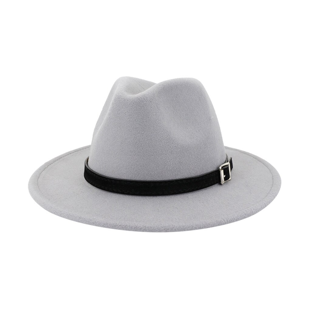 Bonnet en laine pour hommes Vintage # N | Gangster Trilby feutré, chapeau Fedora à large bord, hommes dame automne ceinture, Jazz casquettes: Light Gray