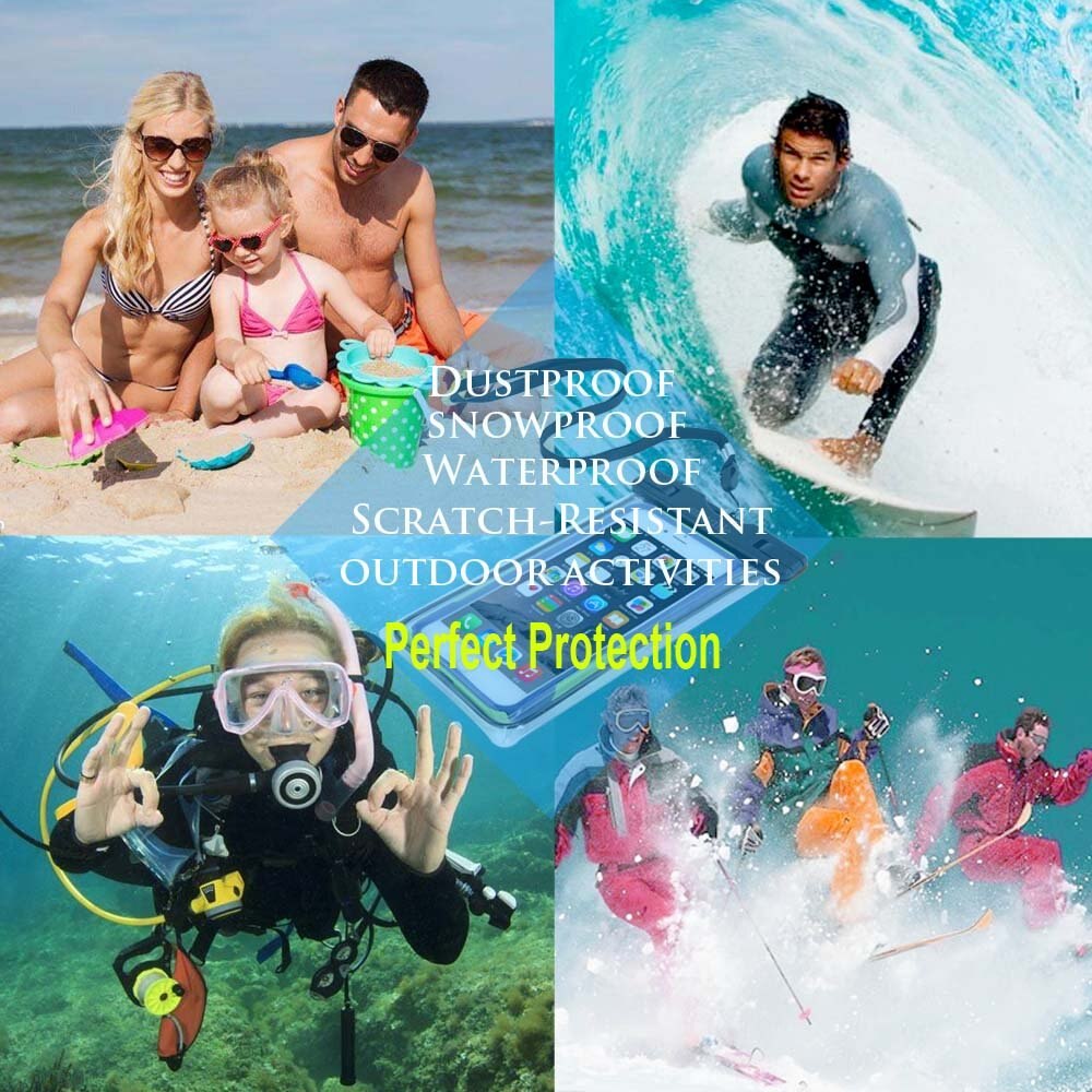 Waterproof Mobile Phone Case For Huawei Honor 7X / Mate SE Clear PVC Sealed Underwater Luminous Dry Pouch Cover with Neck Strap