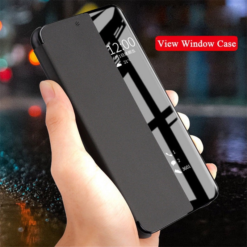 PU Leather+Hard PC Window View Smart Flip Case For Xiaomi Redmi Note 8T 8 7 Pro 8A 7A Smart Window View Cowhide Flip Case Cover