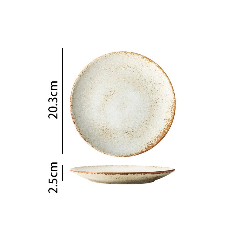 Vintage Ceramic Dinner Plate Home High-end Tableware Steak Plates and Bowls Dessert Dishes Breakfast Dish Milk Mug: E-20.3x2.5cm