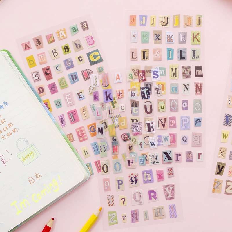 6 stuks Leuke Kleurrijke Nummers Alfabetten Decor Foto 'S Decor Props Stickers Voor DIY Handgemaakte Kinderen Scrapbook Fotoalbum