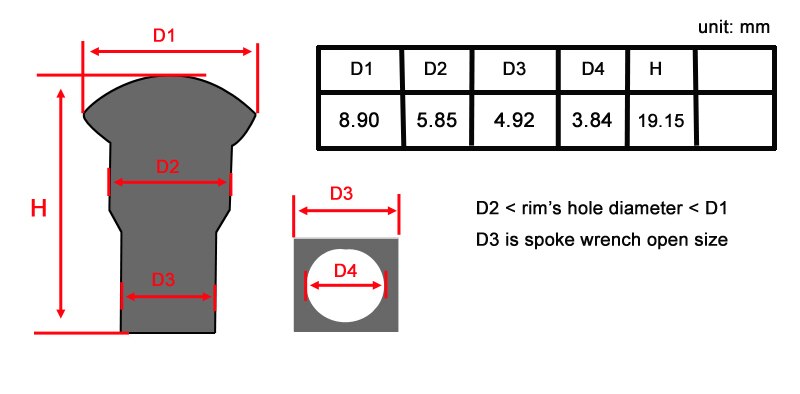 10 gauge diameter 3.1 mm - 3.2 mm serie passande motorcykel ekrar nipplar 304 rostfritt stål splintfärg 19mm långa ekerlock