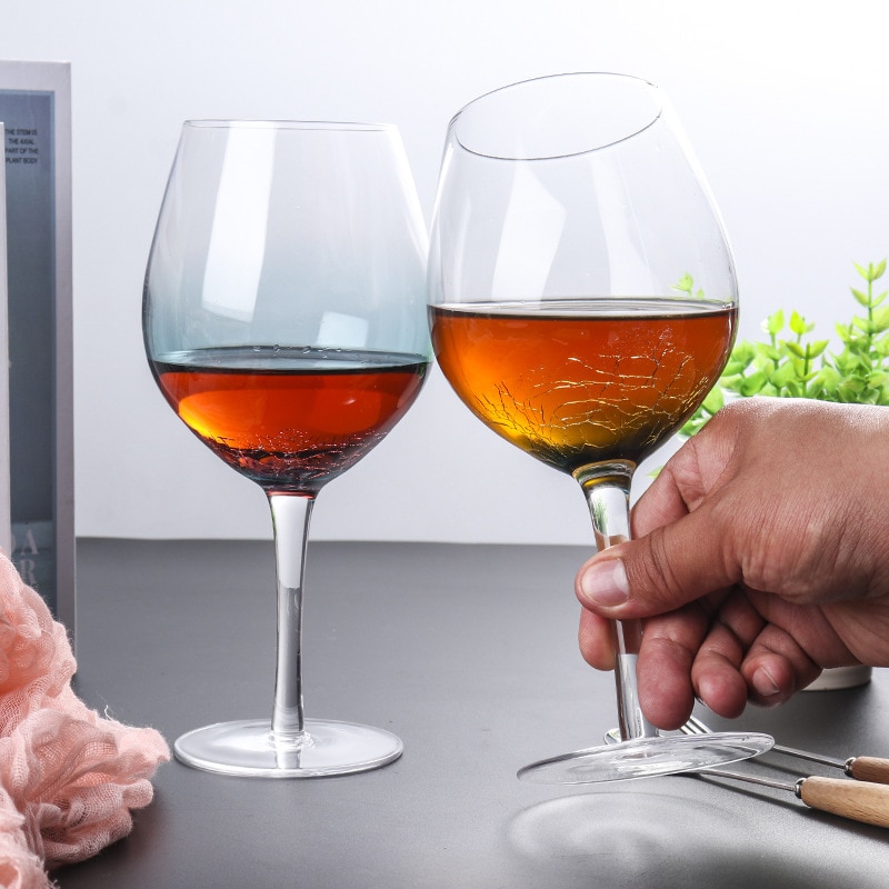 Gradual blue ice crack wine glass Crystal glass Goblet milk Juice glass Water Cup Wedding Glasses Party Drinkware