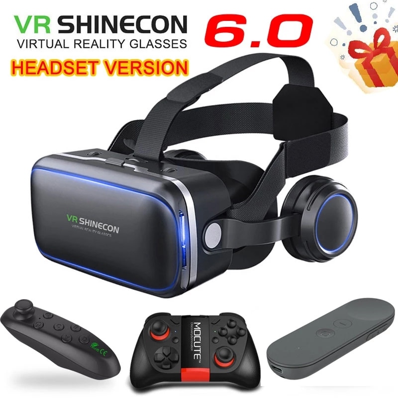 VR Shinecon-Gafas de realidad Virtual 3D para casco de teléfono inteligente, gafas VR, auriculares, prismáticos para videojuegos