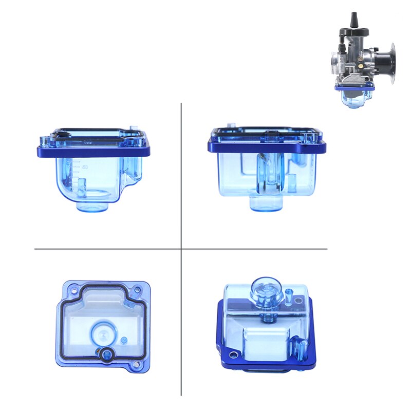 Alconstar-carburador PWK para motocicleta, cuenco flotador transparente de fondo transparente apto para carburador KEIHI PWK KSR EVO OKO KOSO de 21-34mm