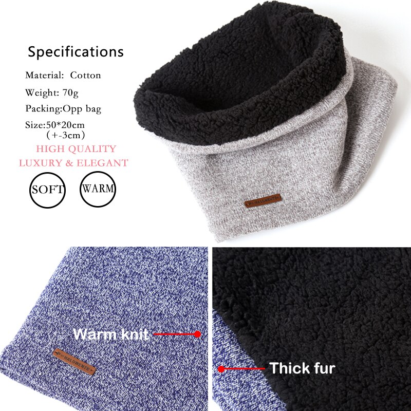 Hommes hiver écharpe tricot fourrure anneau foulards pour les femmes en plein air épais unisexe Snood Sport cou écharpes