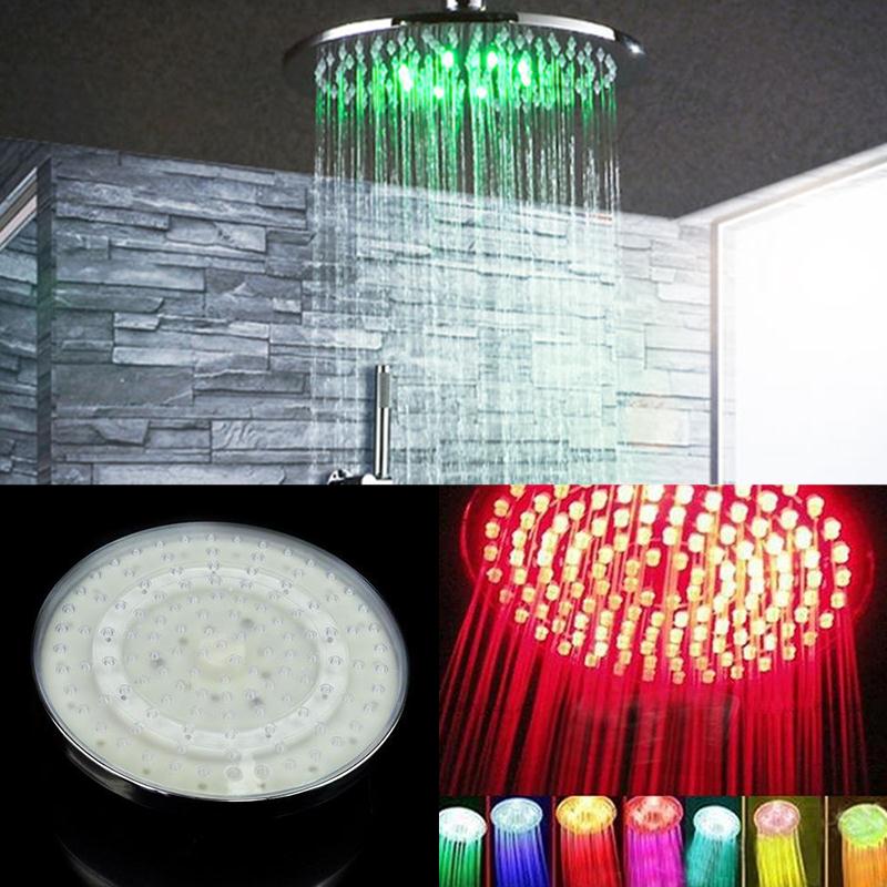 Cabezal de ducha LED con cambio de 7 colores, 20x20x5cm, cuadrado, ABS, sensible a la temperatura, cambio de flujo de agua, cromado