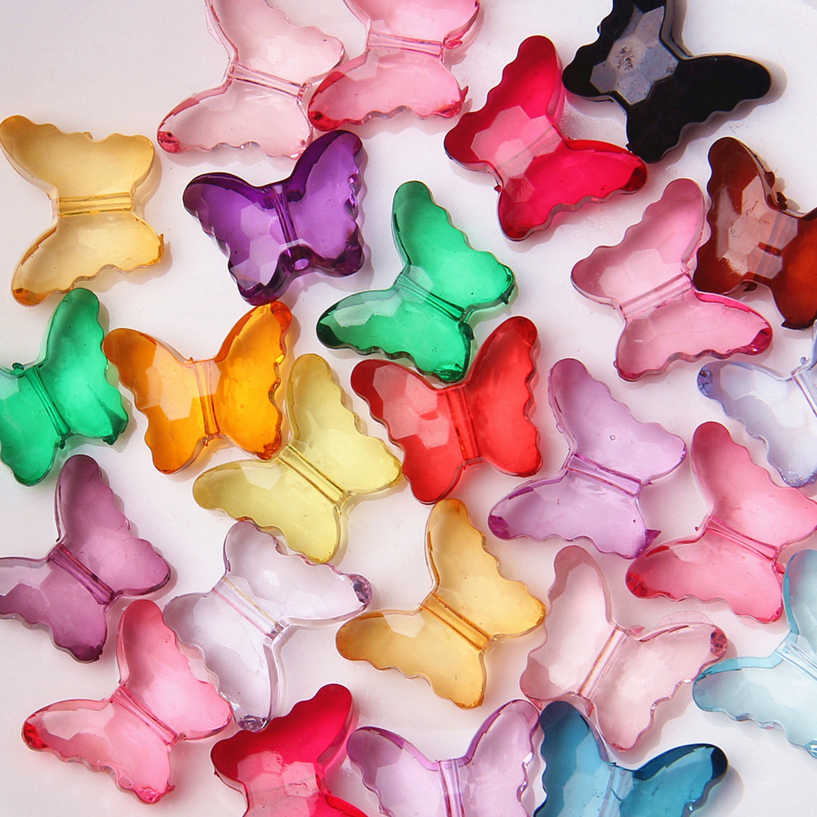 Craft Diy Gemengde Kleur Transparant Acryl Charm Kralen Diverse Vlinder Vorm