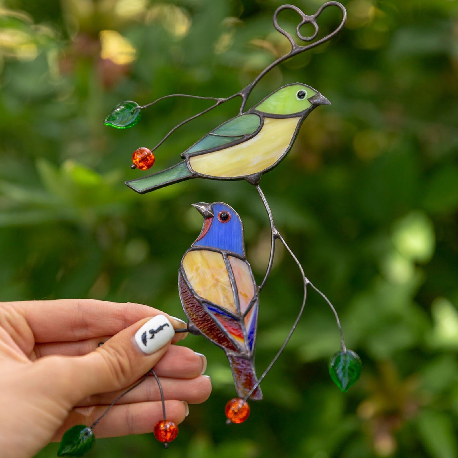 Mini Stained Bird Glass Window Hangings Acrylic Wall Hanging Birds Decor Room Accessories Scandinavian Ornaments Decor D16