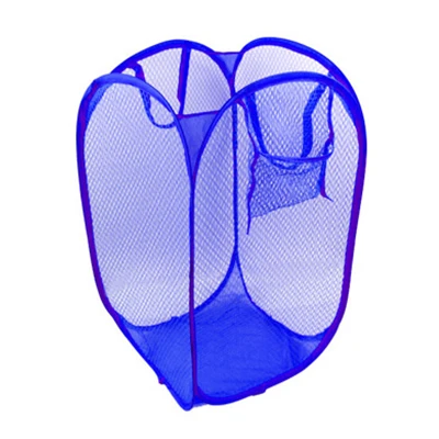 Opvouwbare nylon net waszak Pop-up mesh Wassen Opvouwbare wasmand Zak Opbergmand: Blauw