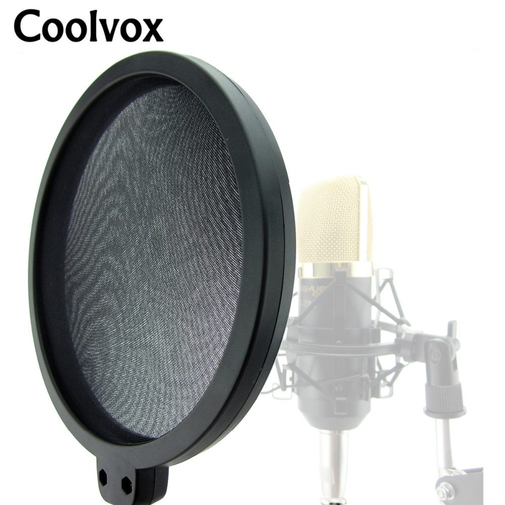 Coolvox 360 Graden Microfoon Pop Filter Record Studio Microfoon Spray Guard Ronde Vorm Wind Screen Mask Shield Zwanenhals