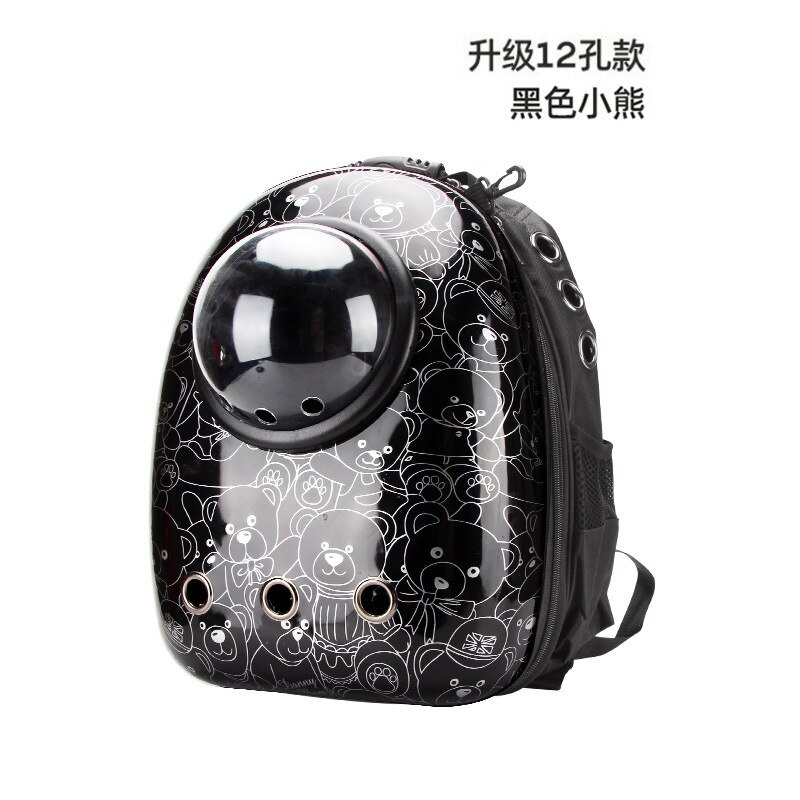 Cat Bag Pet Bag Cat Backpack Out Bag Transparent Space Capsule Suitcase Carrying Backpack Dog Bag Pet Backpack: Black