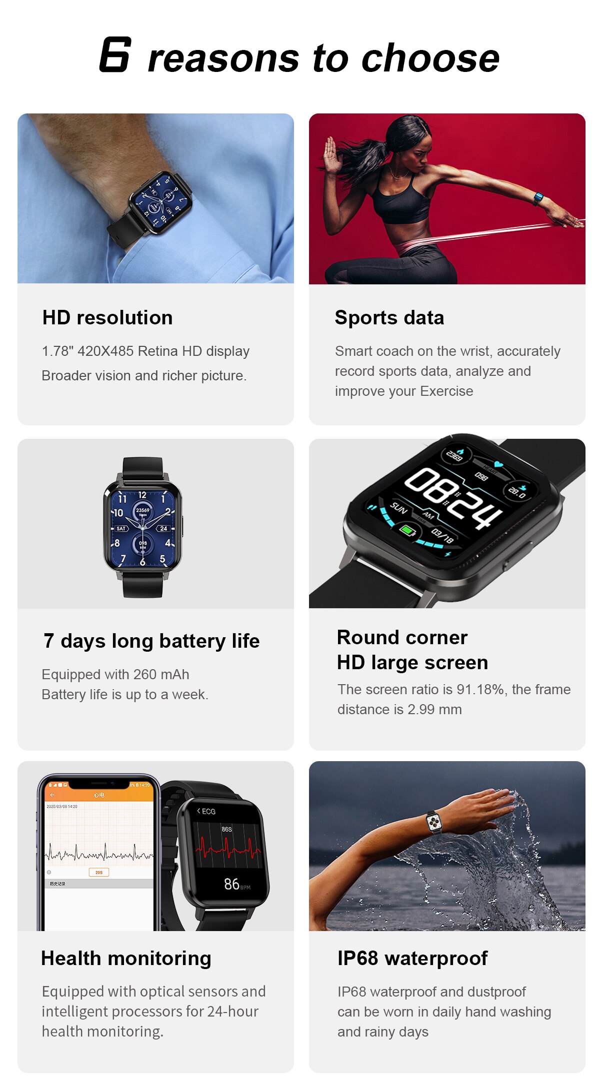 LEMFO DTX Smartwatch for Men - 1.78" HD ECG, Heart Rate, Fitness Tracker, Android/iOS Compatible
