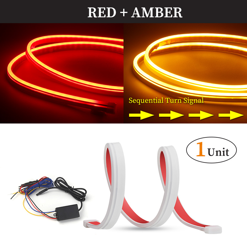 Led Car Hood Decorative light Yellow White Dynamic Turn signal Universal Car Daytime Running Light waterproof 12 V: Rojo / 7.500 K