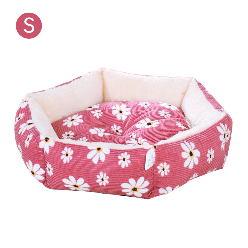 Hexagon Cat Bed House Soft Long Plush Best Pet Dog Bed For Dogs Basket Pet Products Cushion Cat Pet Bed Mat Cat Houses: red / L