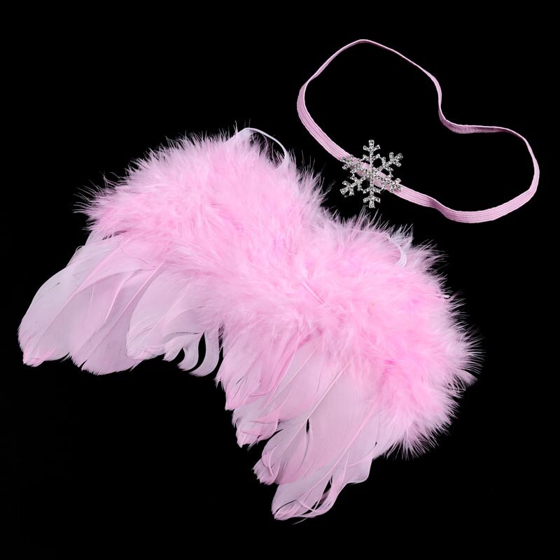 Pasgeboren Fotografie Props Infant Baby Meisjes Jongen Angel Feather Wings Feather Photo Prop Vleugels Hoofdband Kleding Haarband: Pink Snowflake