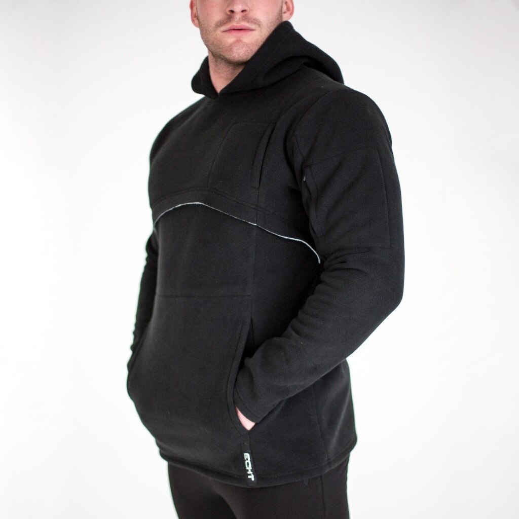 Velvet Sweater Men's Autumn and Winter Plus Size Sports and Leisure Clothes Men's Running Fitness Hooded Jacket Sportswear: XXL / Black