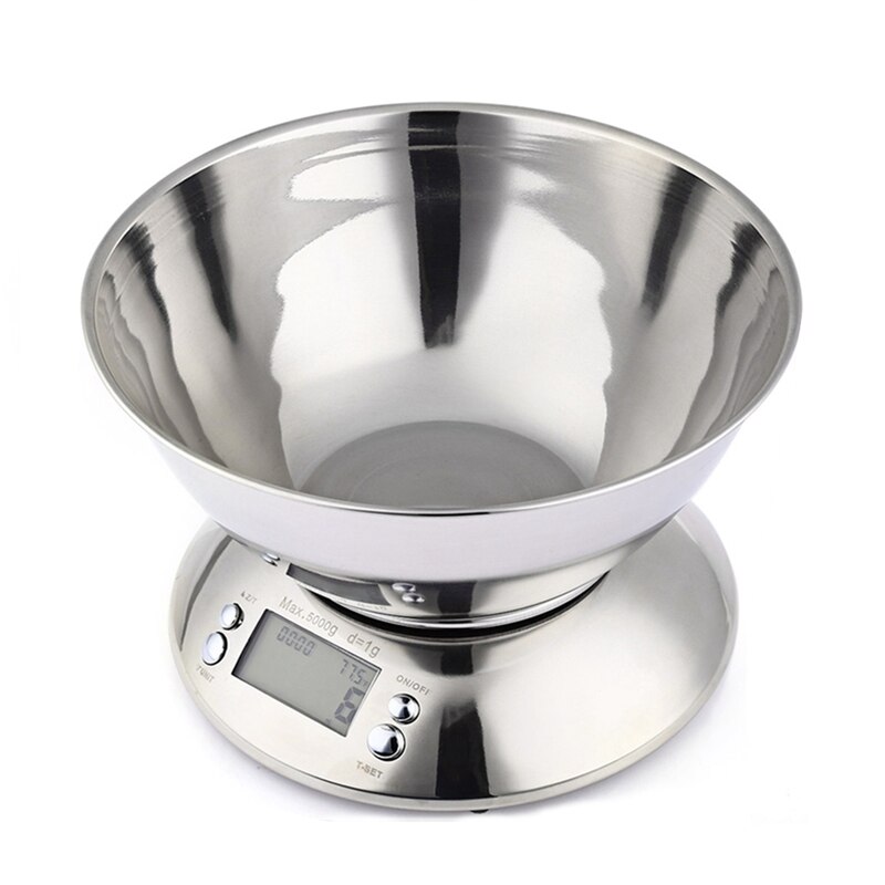 Stainless Steel Kitchen Scale 5kg/1g Electronic Scale Kitchen Food Balance Cuisine Precision Digital Scale With Bowl Cook Tool