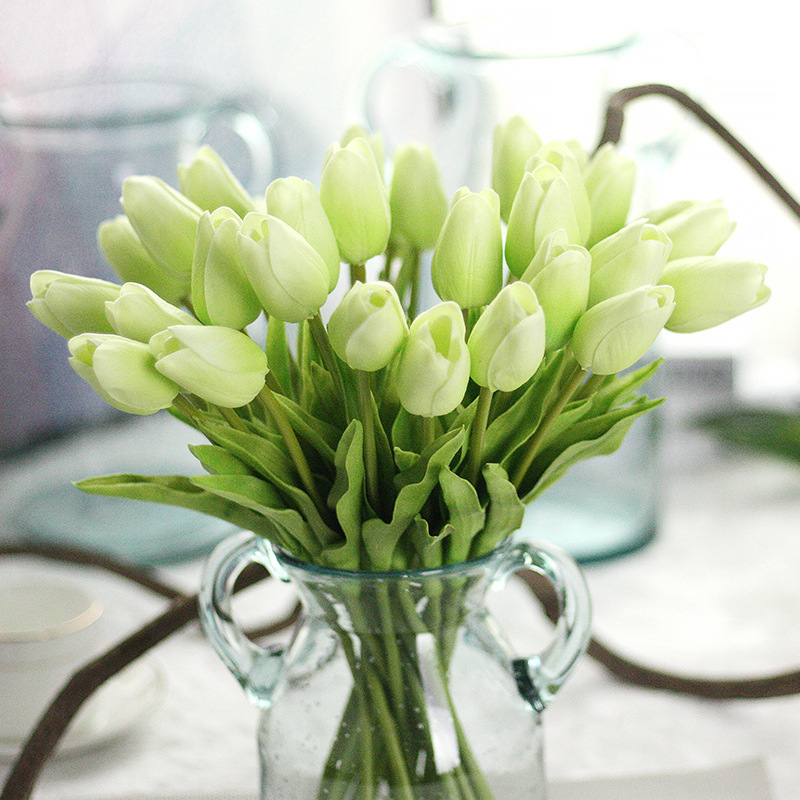 1pc pu tulipan kunstig blomst ekte touch mini tulipan hjem bryllup dekorasjon blomst: 6