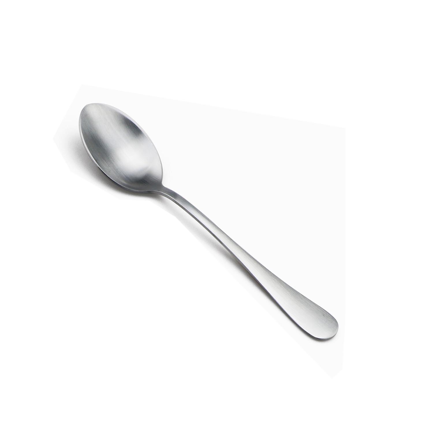 JANKNG Silver Dinnerware Set Stainless Steel Matte Silverware Cutlery Steak Knife Dessert Fork Teaspoon Tableware: Dessert Spoon
