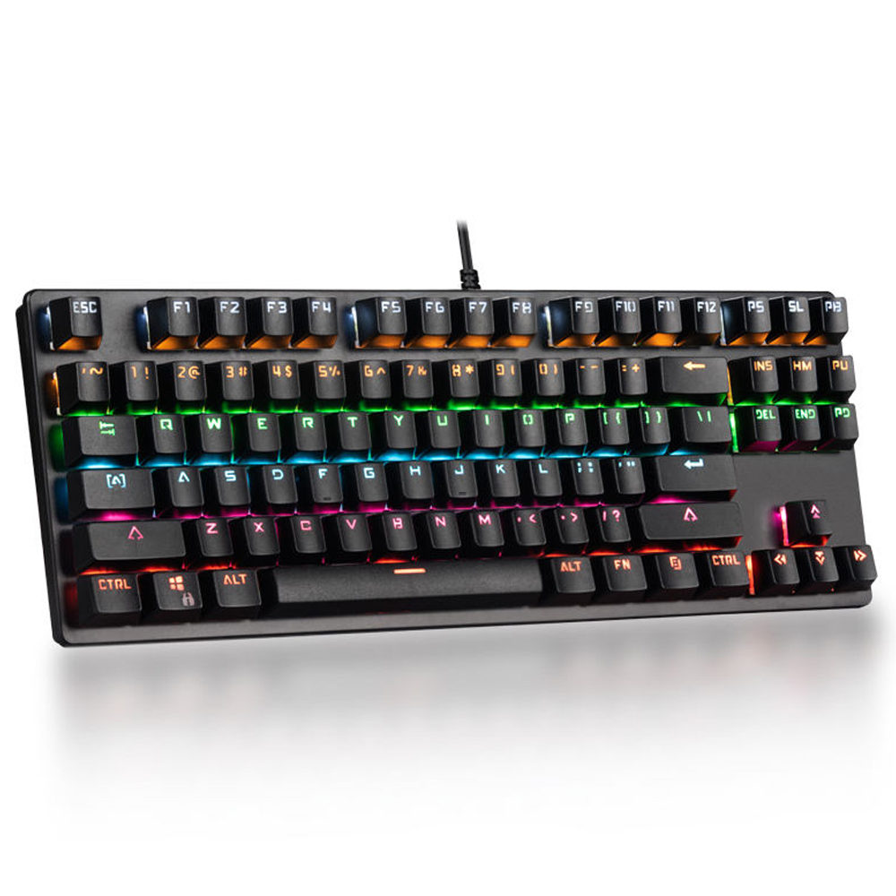 KB-K113 clavier mécanique 80% facteur de forme 87 touches clavier de jeu filaire touche complète échangeable à rétro-éclairage rvb pour ordinateur portable: Interrupteur bleu