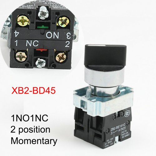 Xb2-bd21 bd25 bd33 bd53 bd73 1no/2no/1 nej 1nc 2/3 position låsning selvlåsende vælger trykknap switch øjeblikkelig selv-reset: Xb2-bd45
