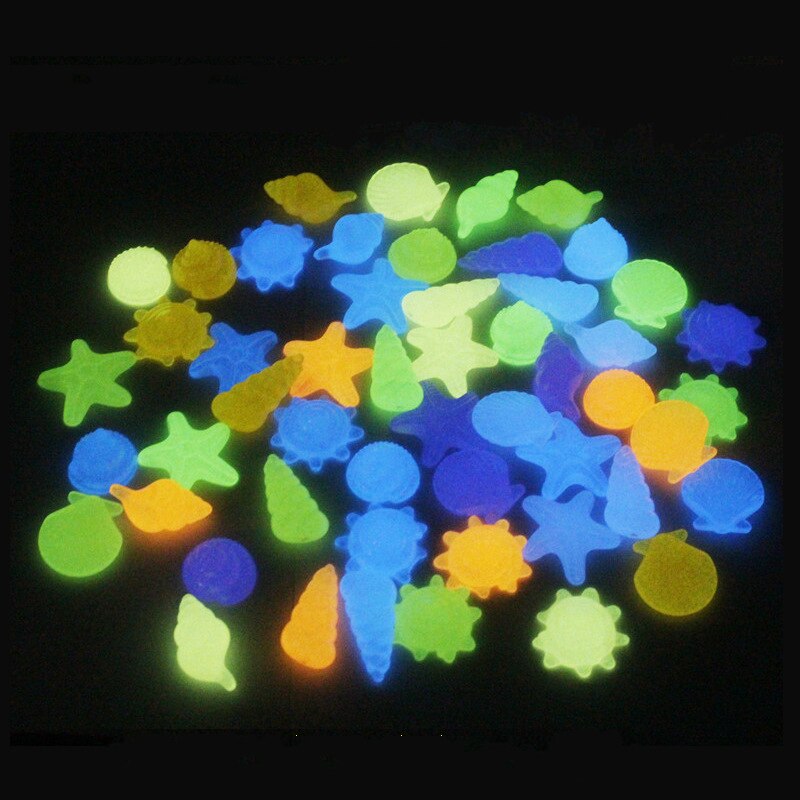 80 PCS Luminous Artificial Stones Glow in the Dark Starfish Shell Pebbles Garden Pathway Decoration Noctilucent Pebbles For Yard