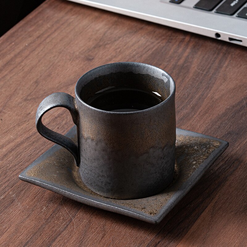 Rustic Coffee Mug and Saucer Set