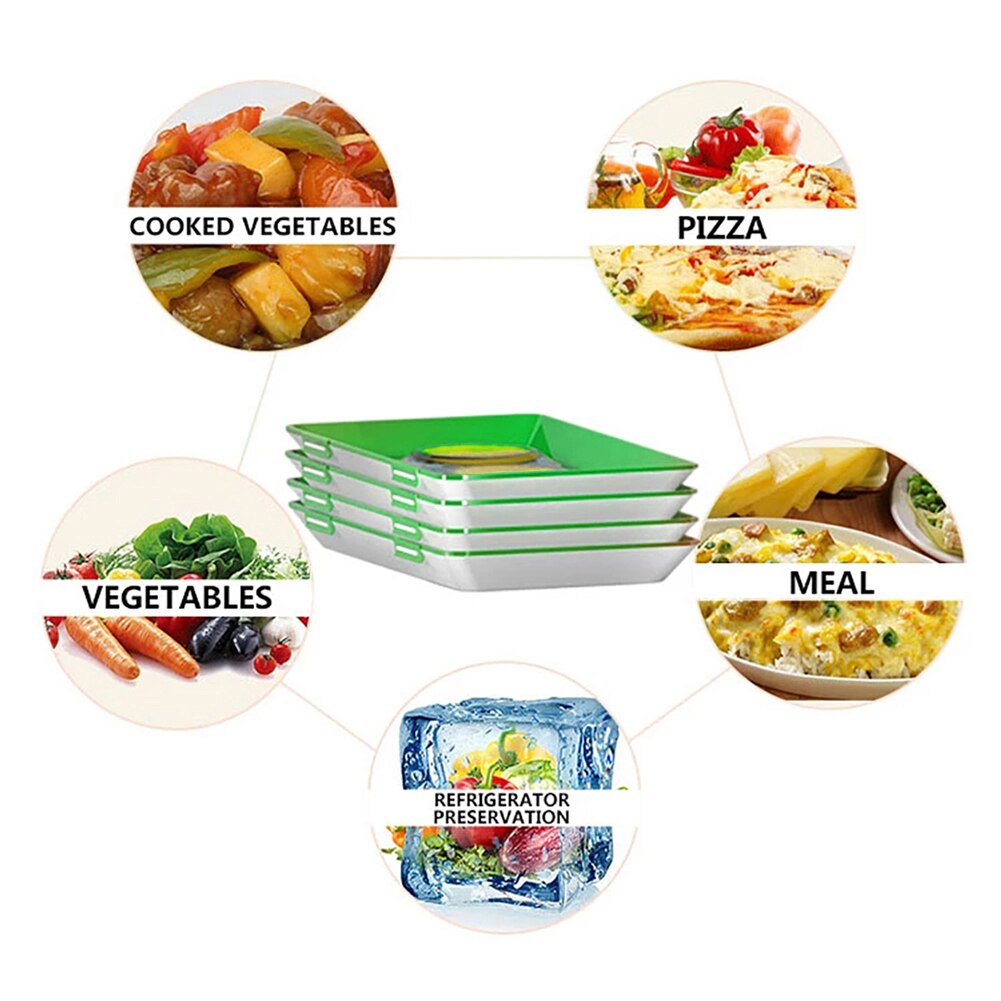Food Preservation Tray Stackable Food Fresh Tray Magic Elastic Fresh Tray Reusable Food Storage Container