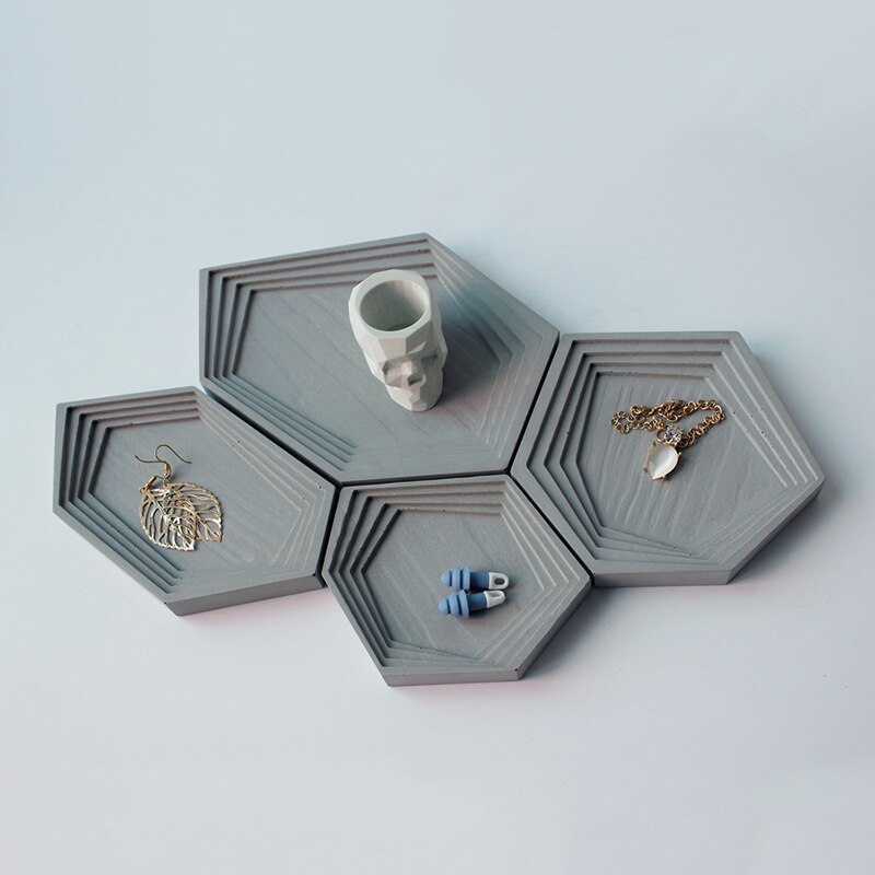 Bandeja de cemento con formas geométricas irregulares, moldes de silicona para almacenamiento de joyas y cemento, molde de bandeja de yeso para decoración del hogar