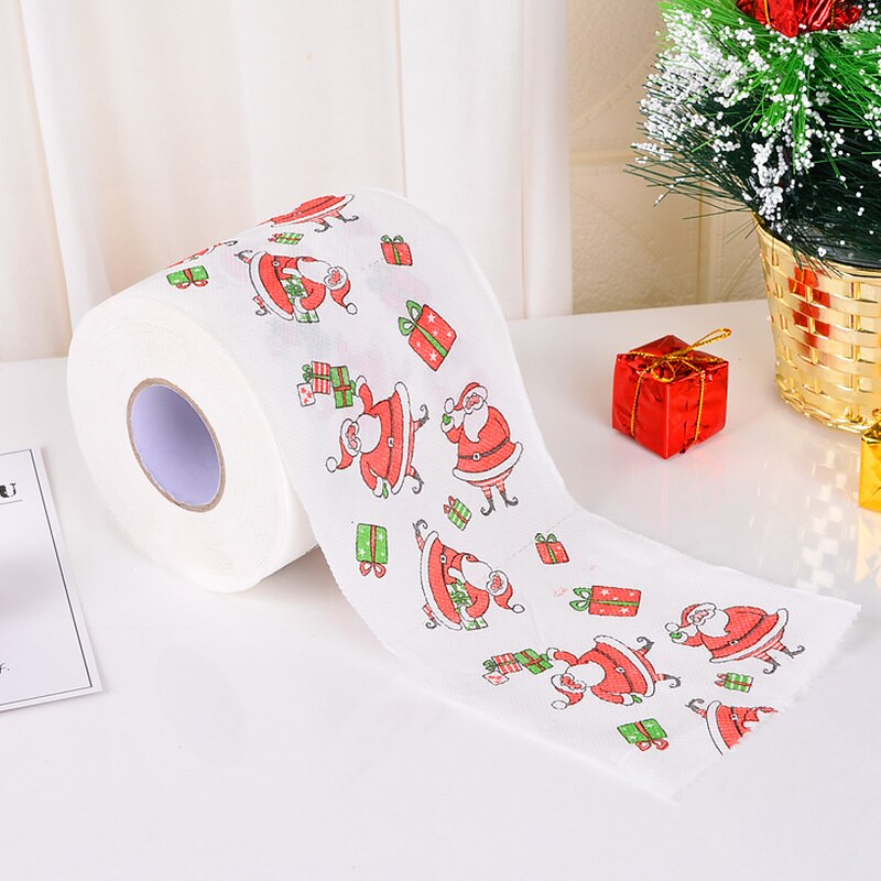 10 x 10cm kerst toiletpapier thuis kerstman print bad toiletrol papier kerst benodigdheden kerstdecoratie tissue rol